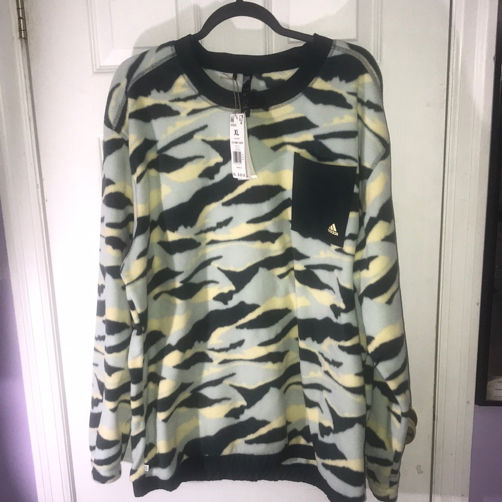 Adidas Men's Camouflage Long Sleeve Shirt - Green and Yellow